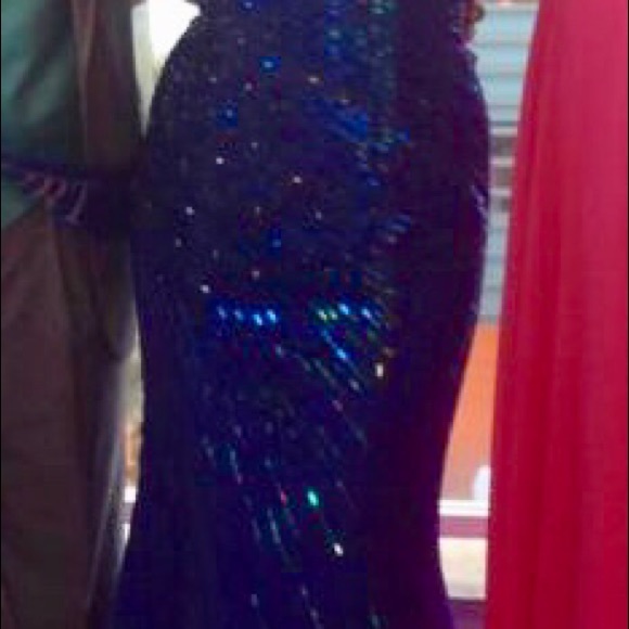 Blue Mermaid Prom Dress - Picture 4 of 7